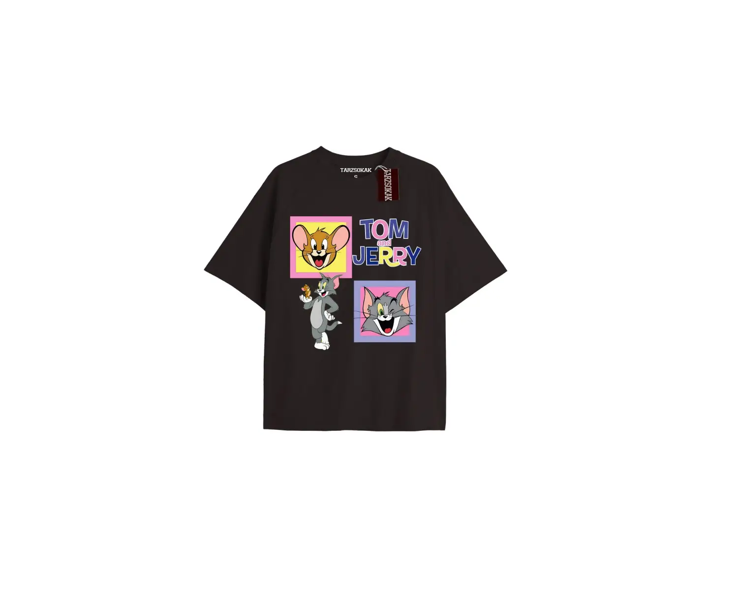 Tom And Jerry Cartoons Unisex Siyah T-shirt