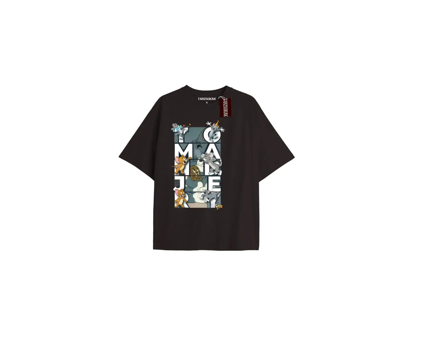 Tom And Jerry Cartoons Unisex Siyah T-shirt