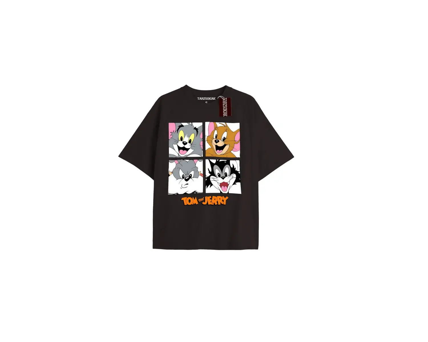 Tom And Jerry Cartoons Unisex Siyah T-shirt