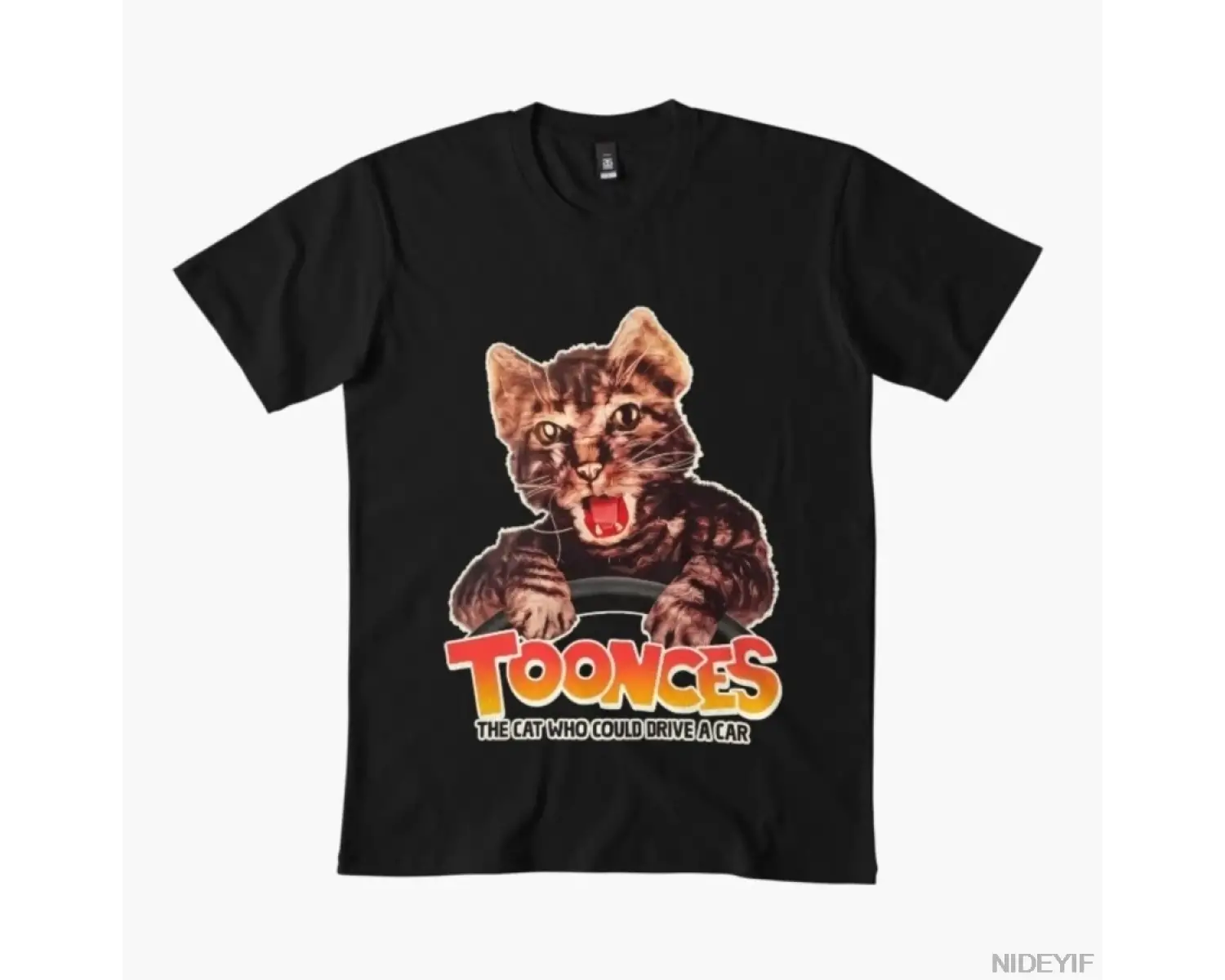 Toonces Araba Sürübilen Kedi Erkekler Kadınlar Için T-shirt % 100% Pamuklu T Shirt Kısa Kollu