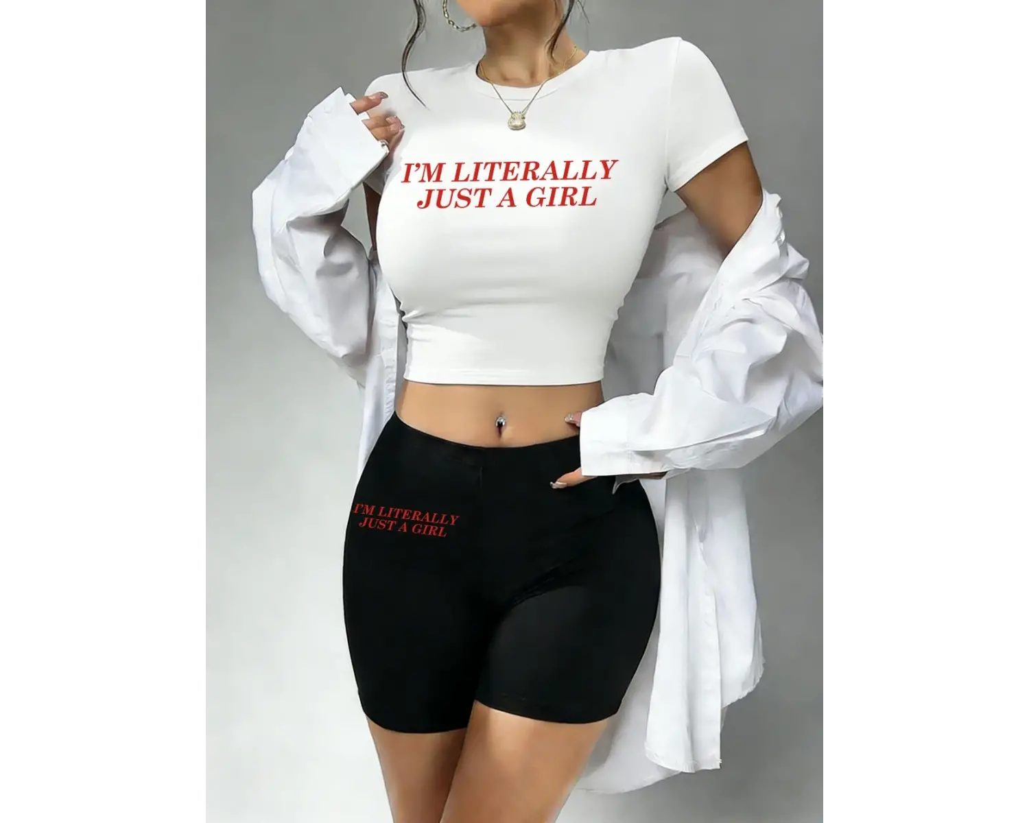 Trend Ben Sadece Bir Kızım Baskılı Babby TeeTişört Şort Kadın İki Parça Takım Üstler Pantolonlar