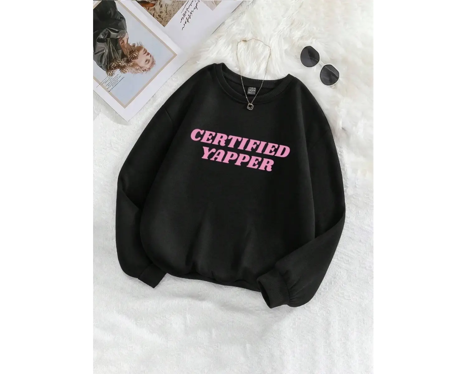 Trend kadın tişörtü Gad baskı kazak görüntüsünde yapılan rahat Crewneck polar yumuşak Hoodie
