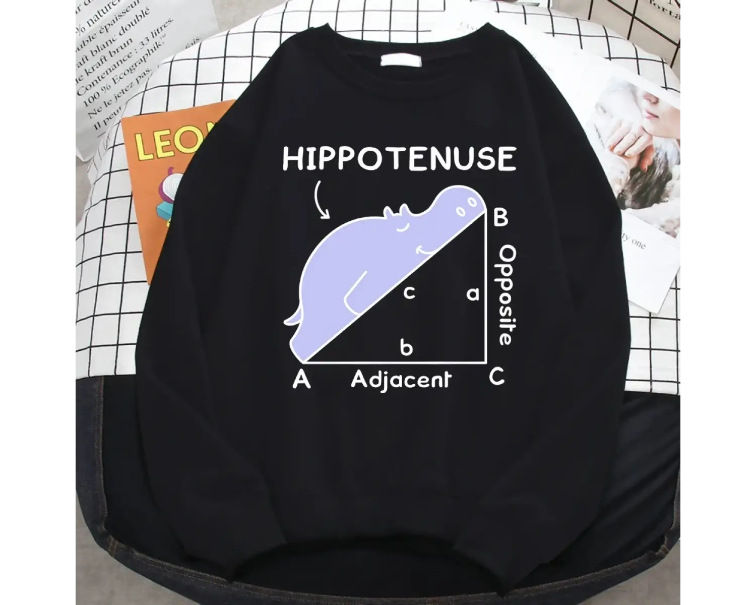 Trend sonbahar kazak kadınlar için Hippo matematik sorunu üzerinde uyku baskı Hoody yumuşak p