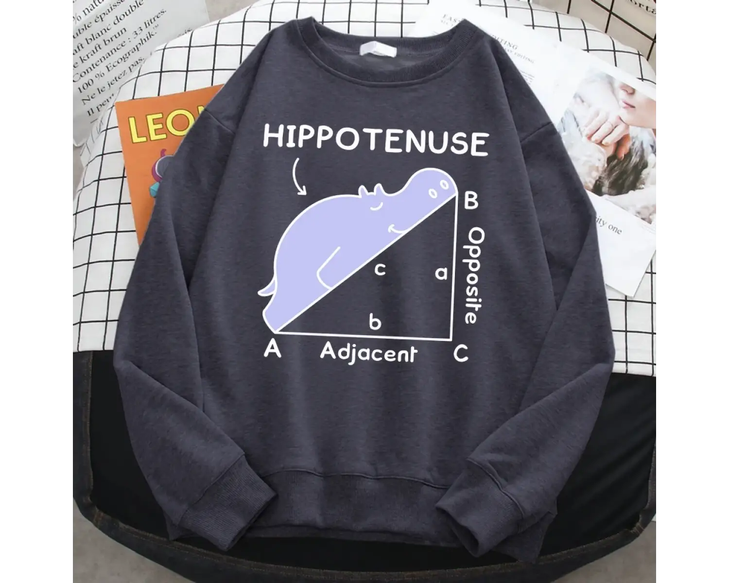 Trend sonbahar kazak kadınlar için Hippo matematik sorunu üzerinde uyku baskı Hoody yumuşak p