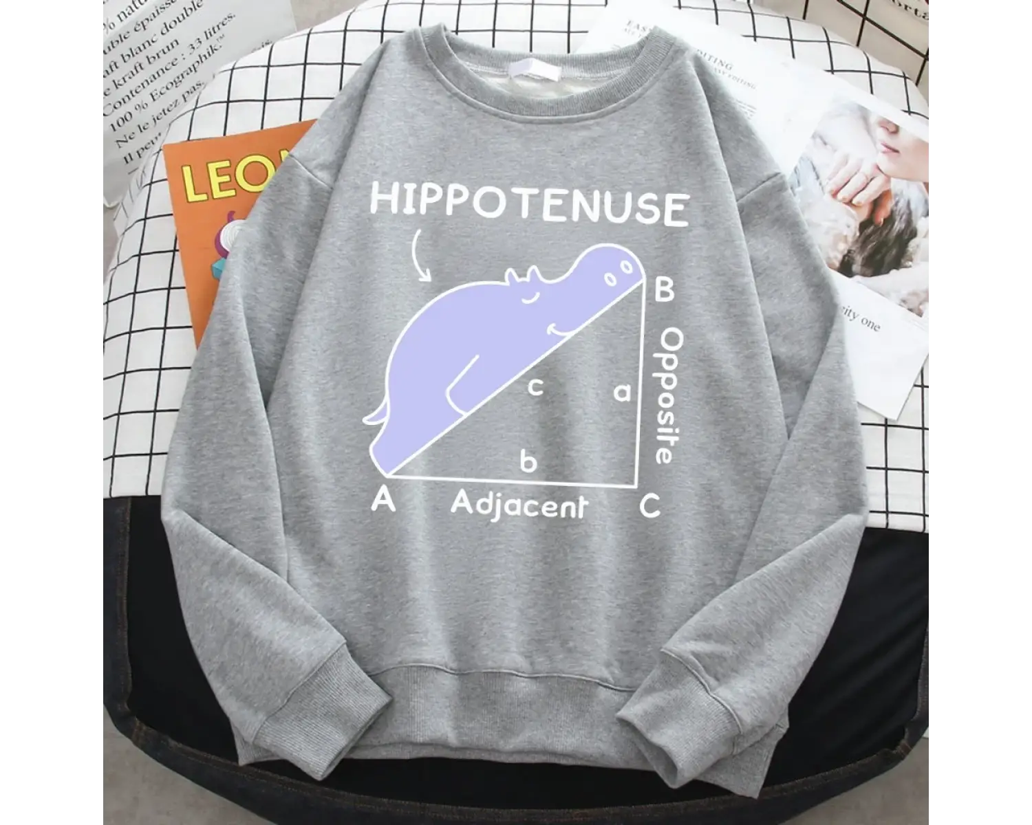 Trend sonbahar kazak kadınlar için Hippo matematik sorunu üzerinde uyku baskı Hoody yumuşak p