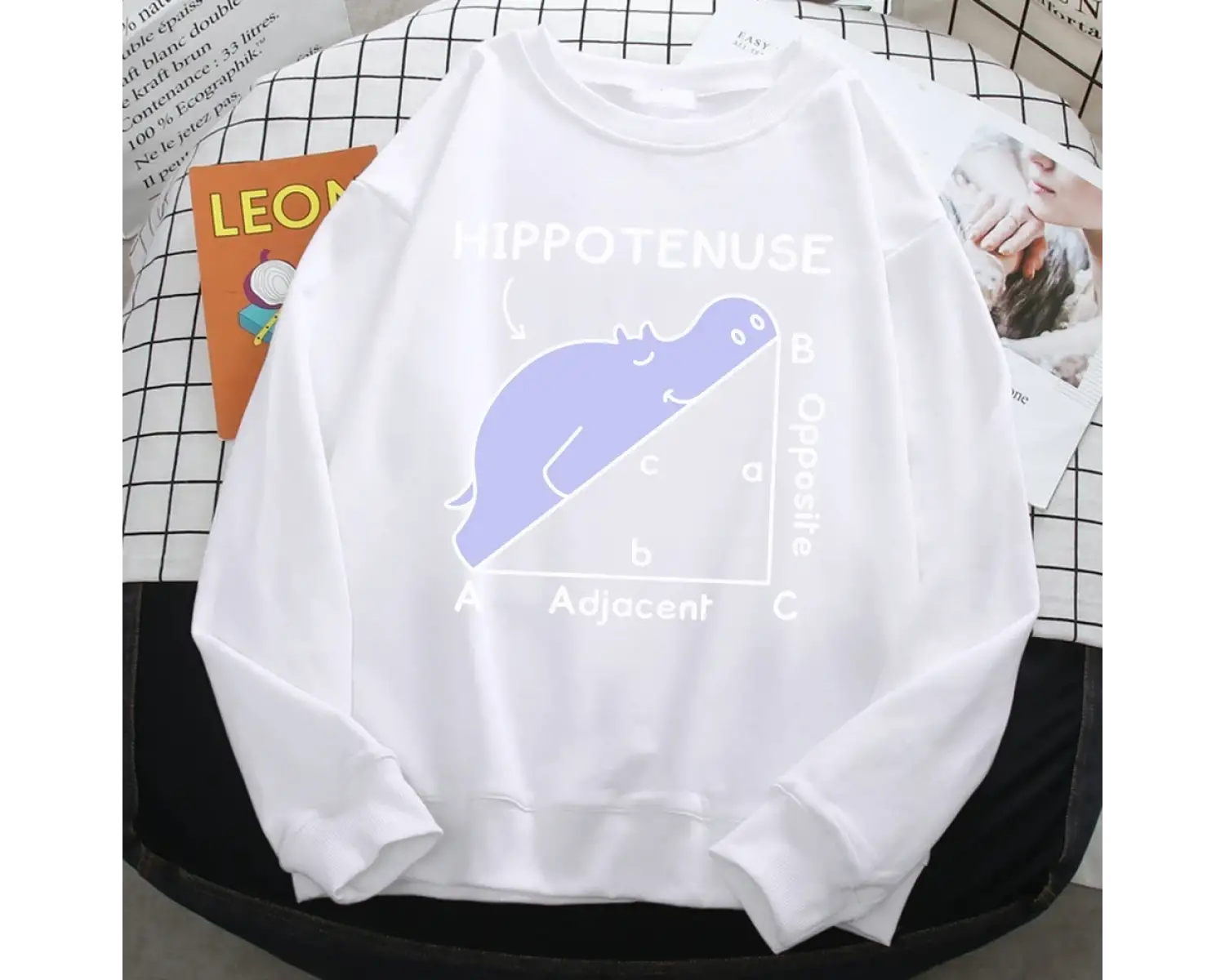 Trend sonbahar kazak kadınlar için Hippo matematik sorunu üzerinde uyku baskı Hoody yumuşak p