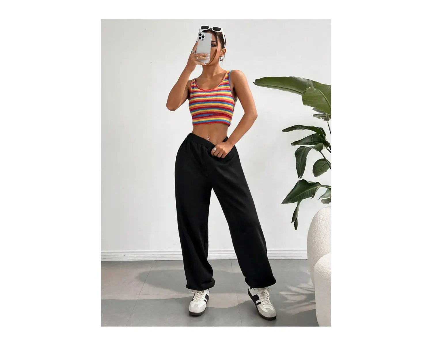 Trend Yüksek Bel Beyaz Joger Eşofman Altı