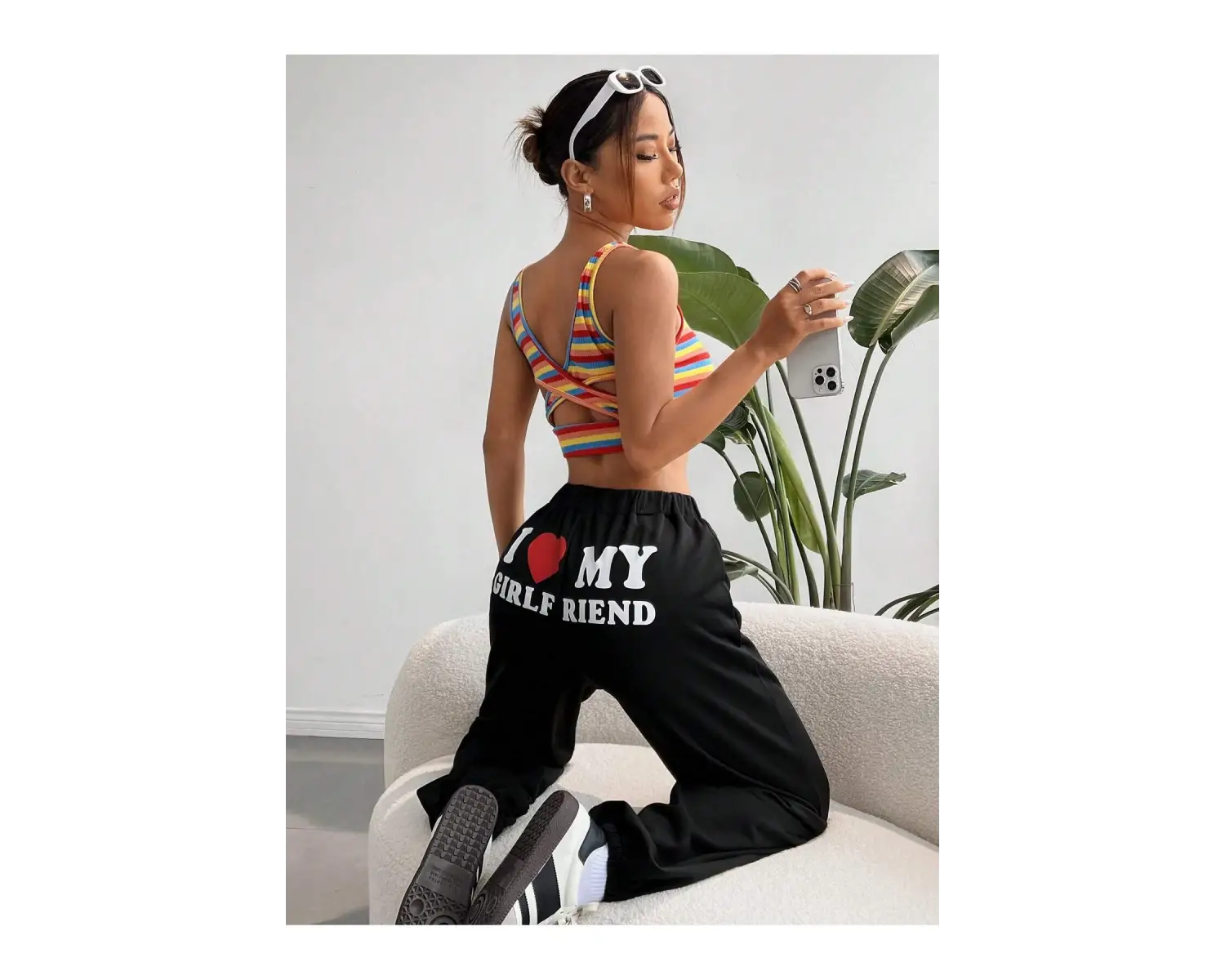 Trend Yüksek Bel Beyaz Joger Eşofman Altı