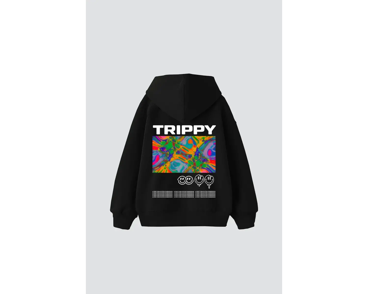 Trippy Baskılı Oversize Unisex Beyaz