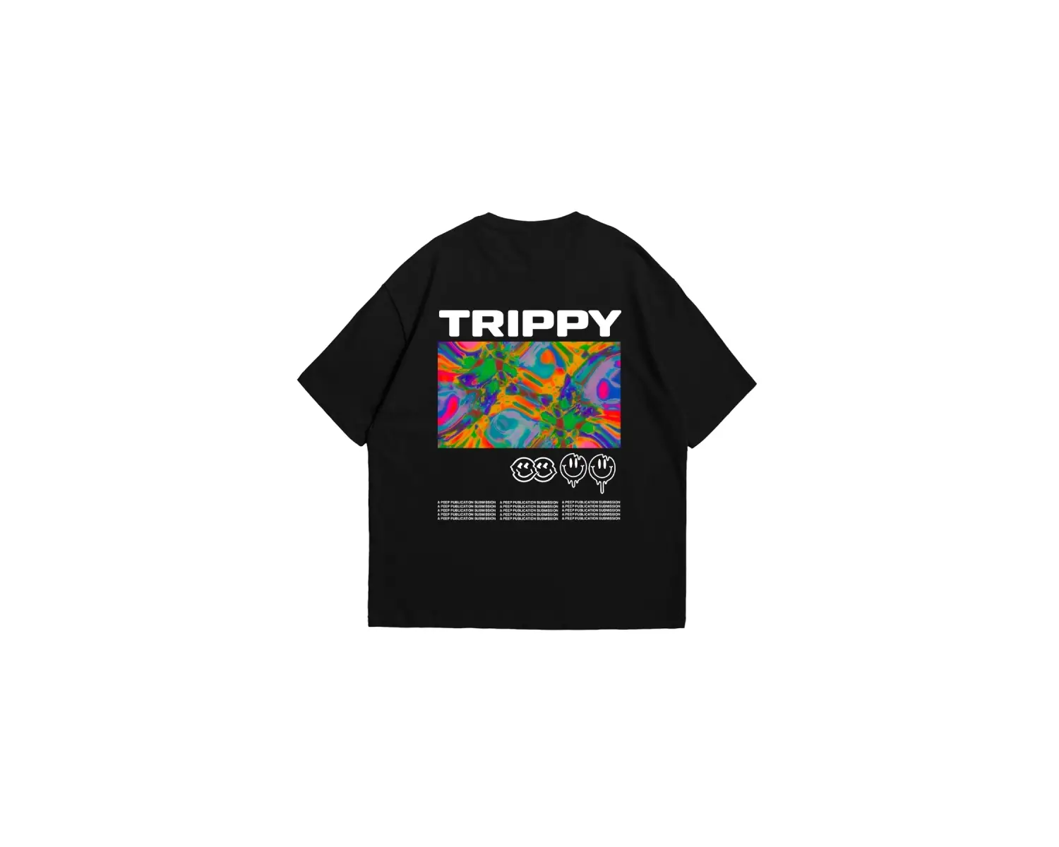 Trippy Baskılı Oversize Unisex Beyaz
