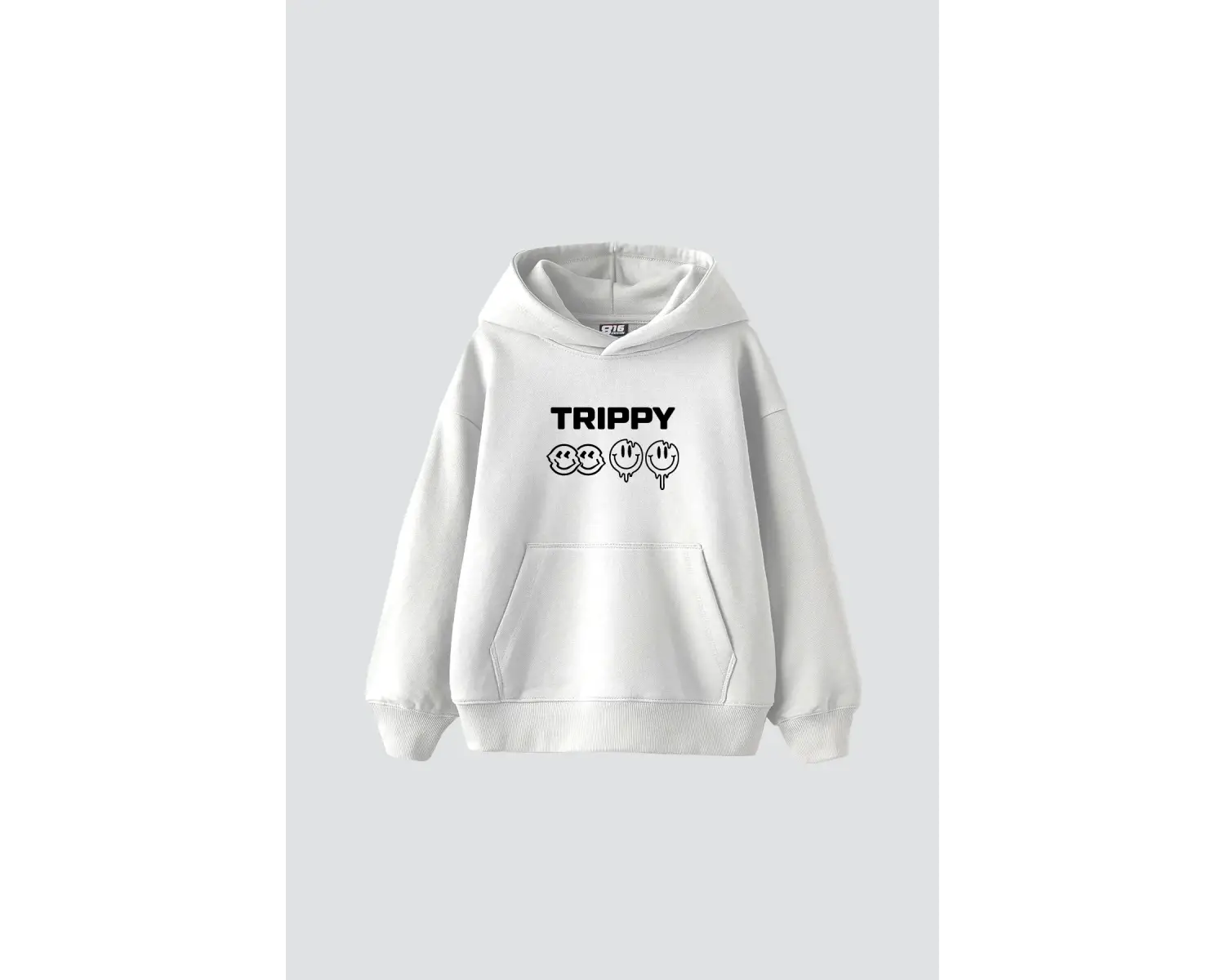 Trippy Baskılı Oversize Unisex Beyaz