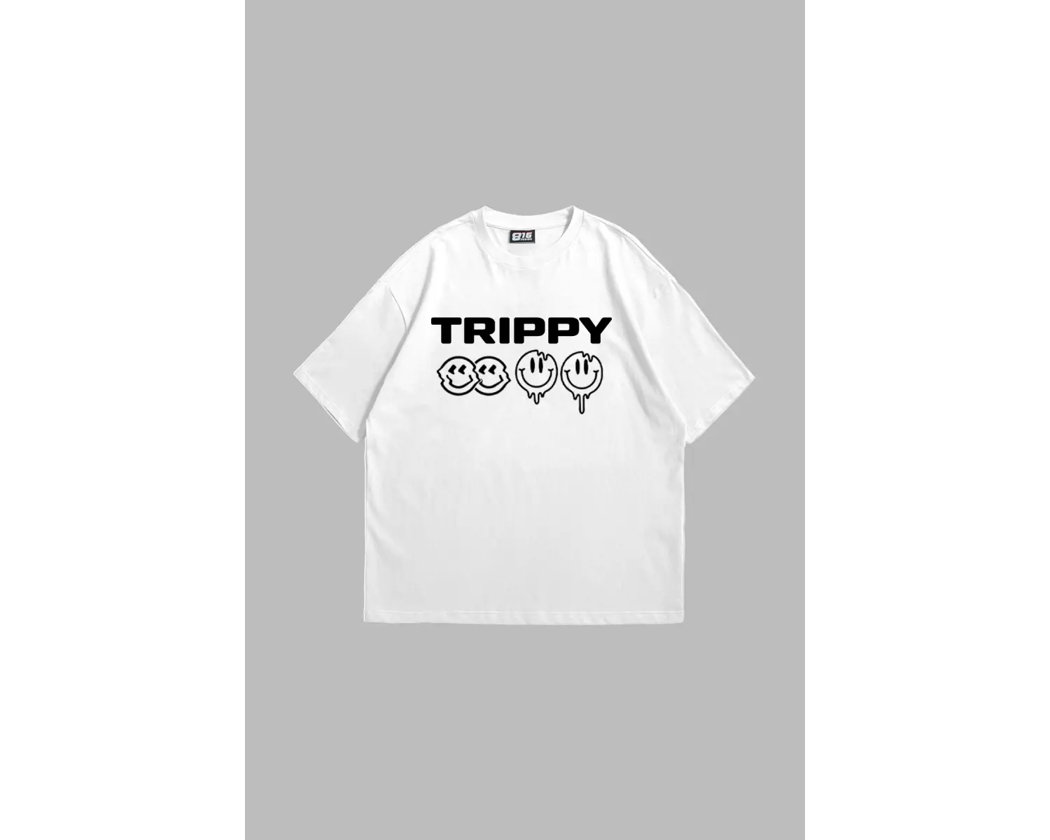 Trippy Baskılı Oversize Unisex Beyaz