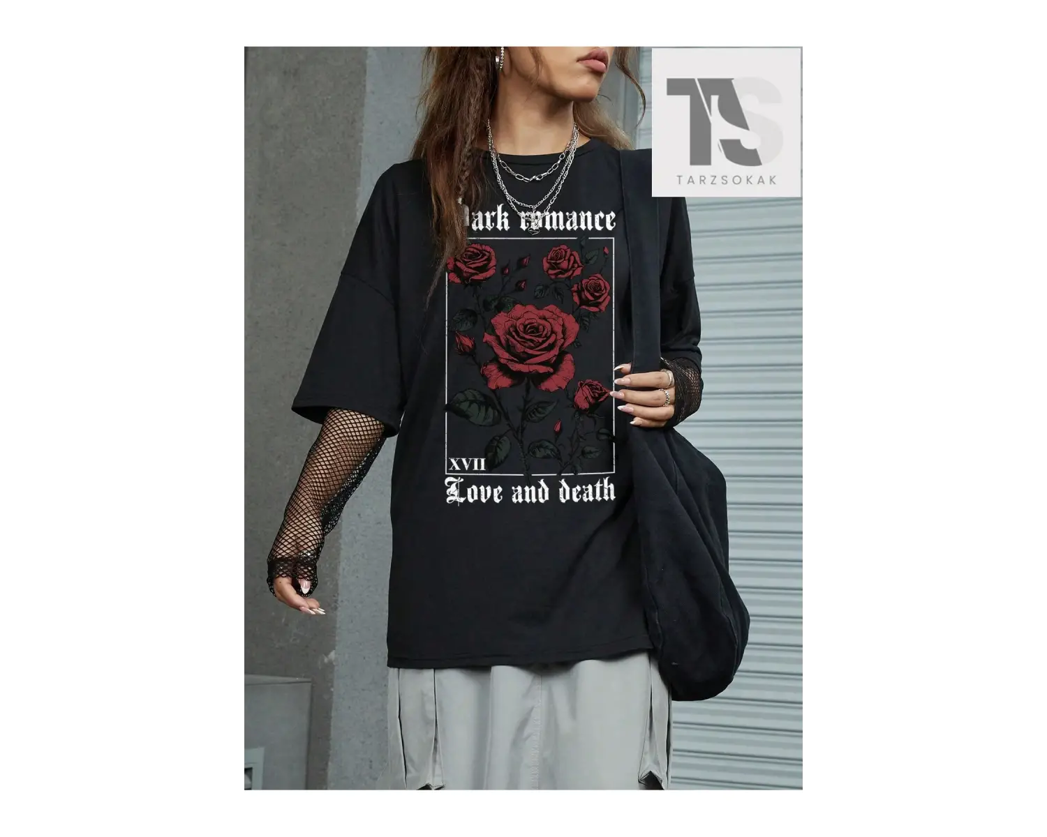 Tropikal Ve Slogan Grafikli Düşük Omuzlu Tişört