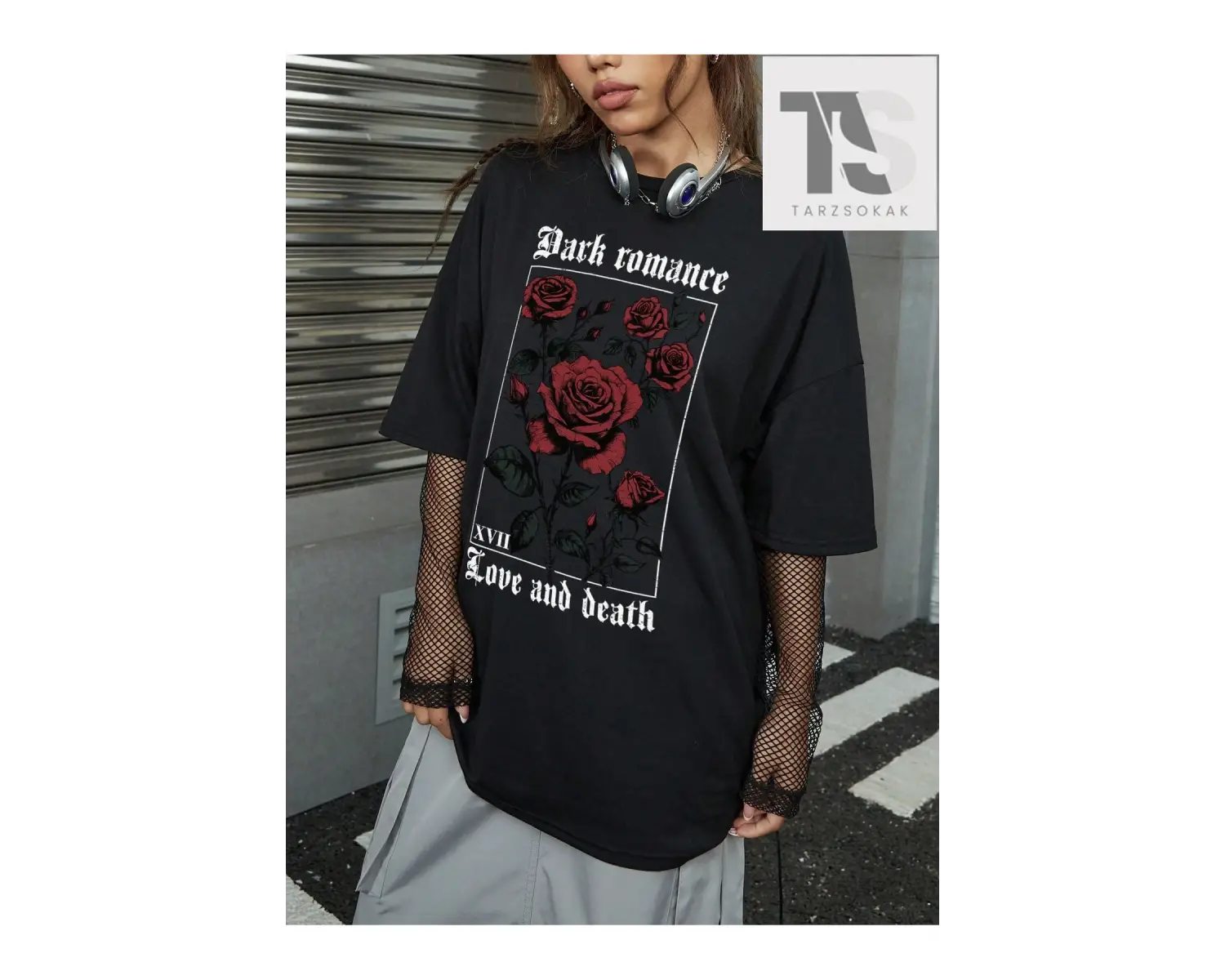 Tropikal Ve Slogan Grafikli Düşük Omuzlu Tişört