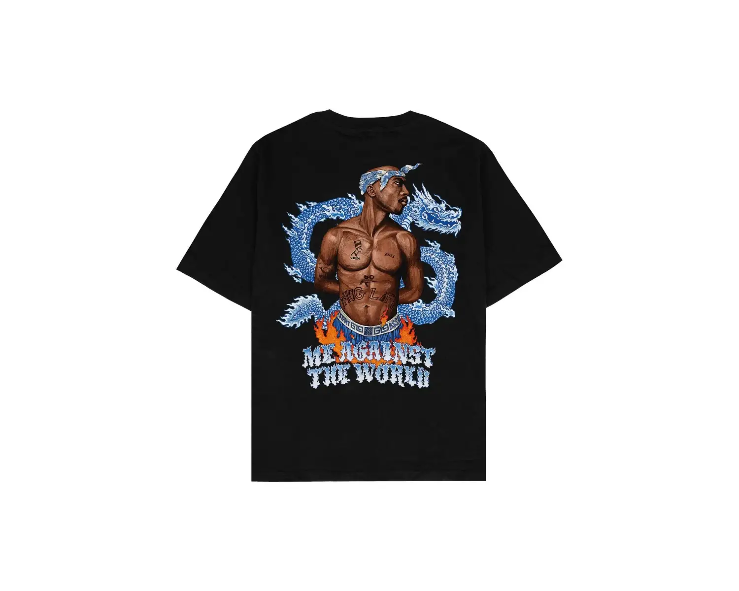 Tupac Siyah Oversize Unisex T-shirt