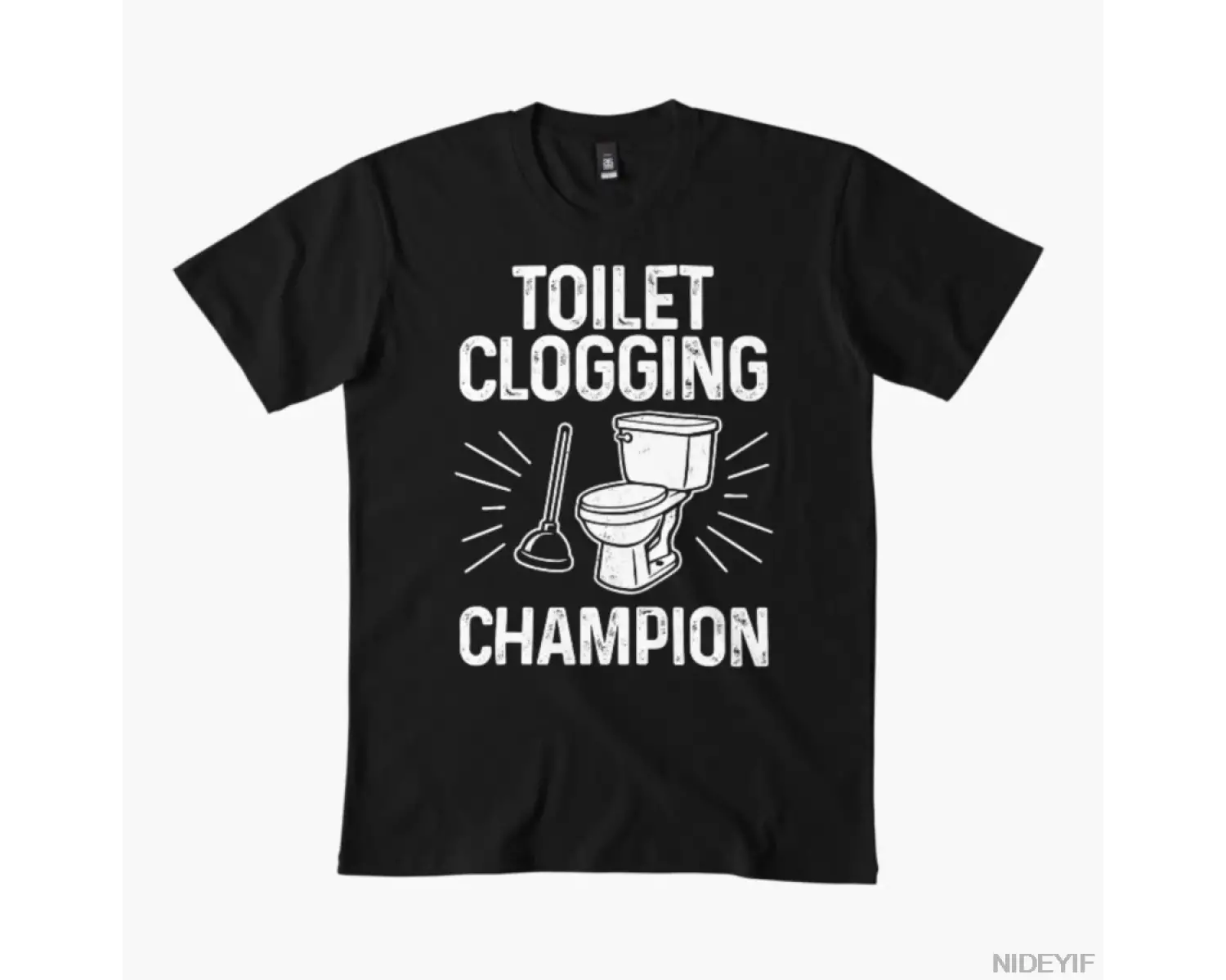Tuvalet Tıkanma Şampiyonu Erkekler Kadınlar İçin Tişört %100 Pamuklu Tişörtler Kısa Kollu Üst