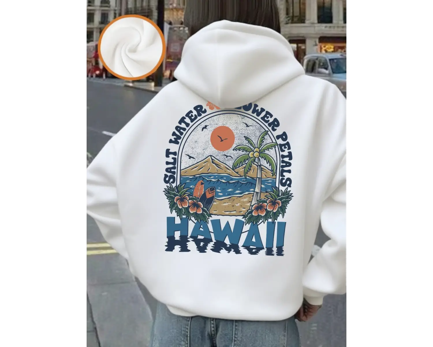 Tuzlu Su Çiçek Hawaii Baskı Kapüşonlular Kadın Kış Polar Sıcak Kazak Temelleri Cep Kazak Raha