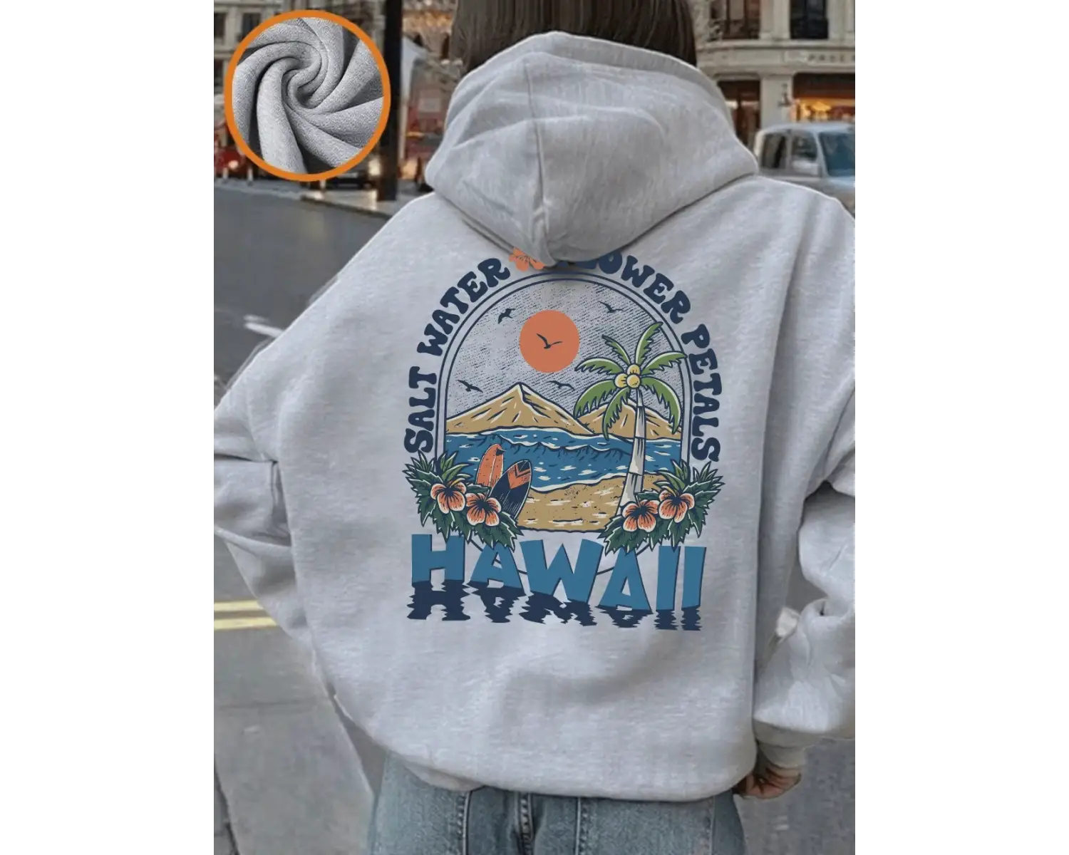 Tuzlu Su Çiçek Hawaii Baskı Kapüşonlular Kadın Kış Polar Sıcak Kazak Temelleri Cep Kazak Raha