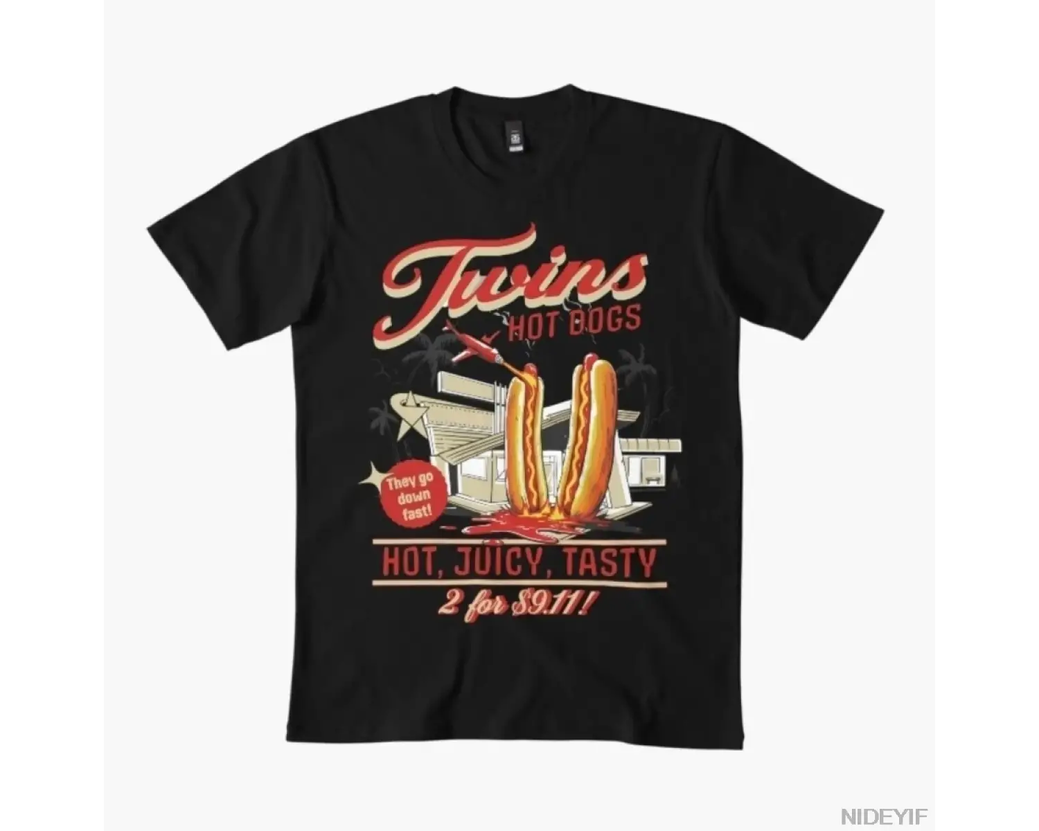 Twins Hot Dogs Juicy Tasty 2 T-shirt Erkekler Kadınlar Için % 100% Pamuk T Shirt Kısa Kollu Ü