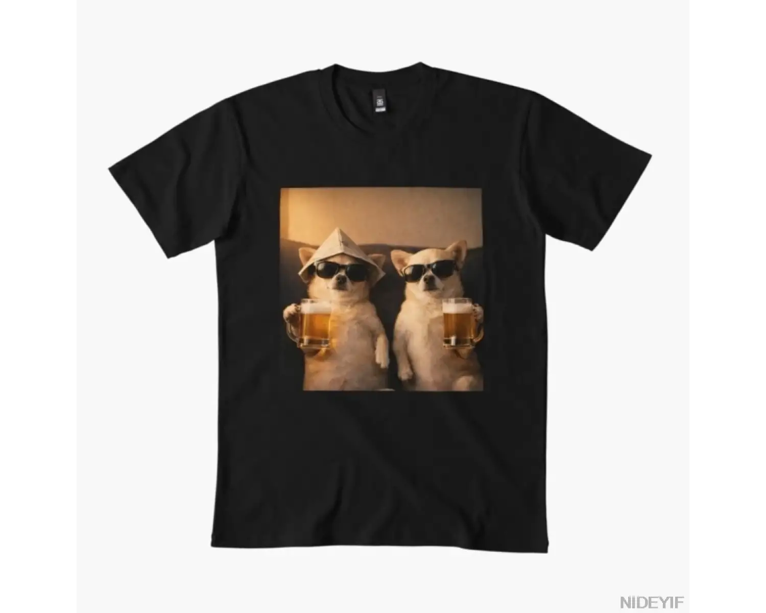 Two Cool Chihuahuas — Erkekler Kadınlar İçin Bira Gecesi Tişörtü %100 Pamuklu Tişörtler Kısa