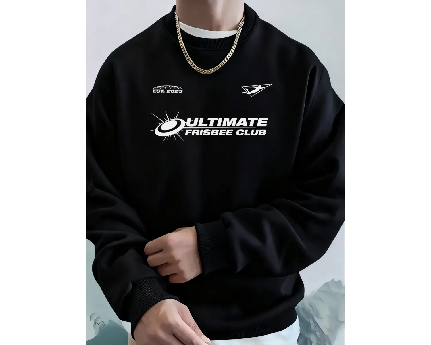 Ultimate Frisbee Club Prints Erkek Sonbahar Modası Kapüşonlu Üst Bol Basit Tişörtler Sokak Po