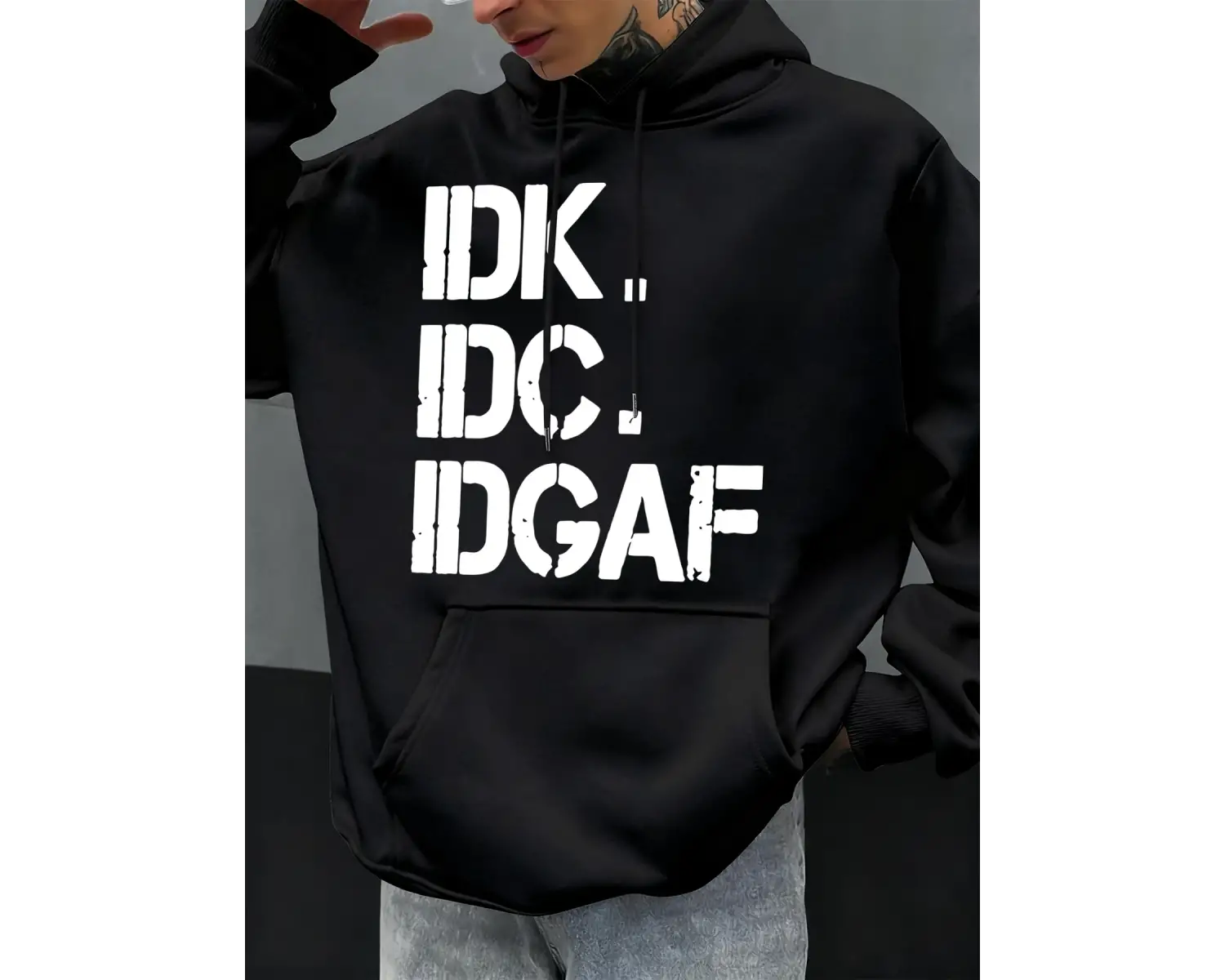 Umurumda Değil Komik Baskılı Kapüşonlu Üstler Erkek Günlük Giyim Moda Y2K Hoody Sonbahar Pola