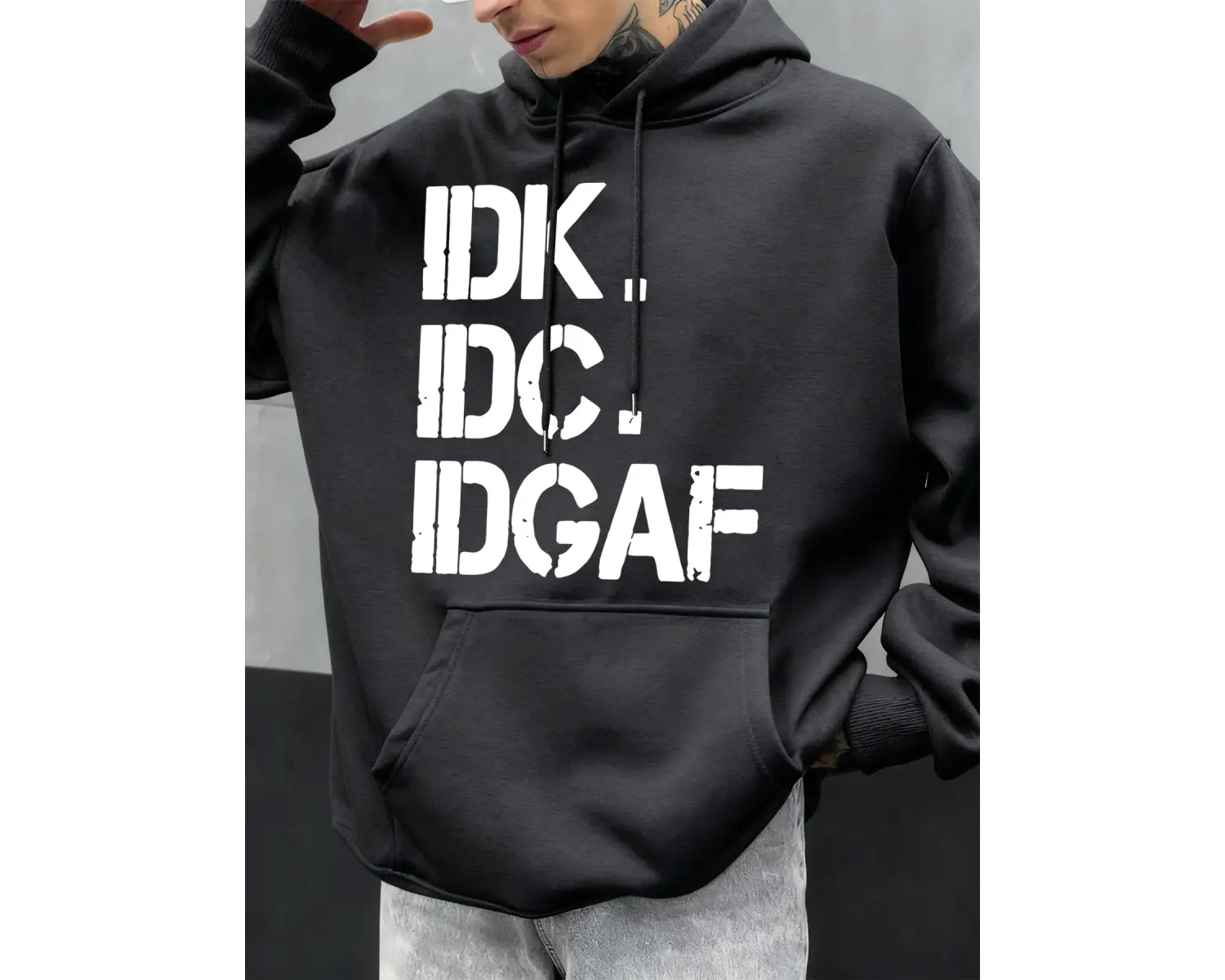 Umurumda Değil Komik Baskılı Kapüşonlu Üstler Erkek Günlük Giyim Moda Y2K Hoody Sonbahar Pola