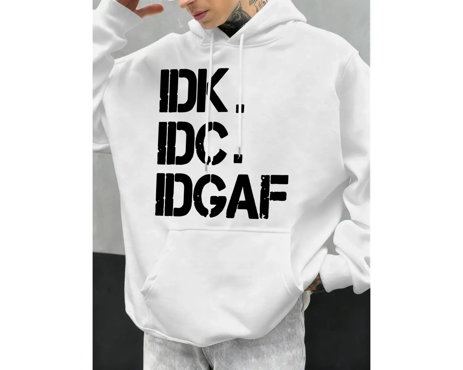 Umurumda Değil Komik Baskılı Kapüşonlu Üstler Erkek Günlük Giyim Moda Y2K Hoody Sonbahar Pola