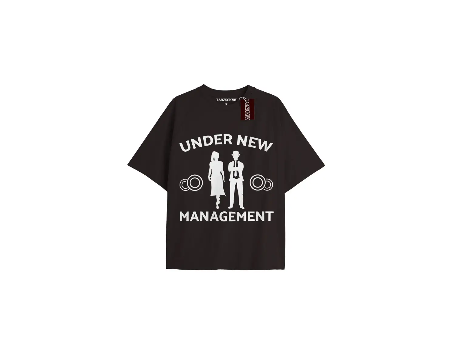 UNDER NEW MANAGEMENT Unisex Oversize Yazılı Tshirt SİYAH