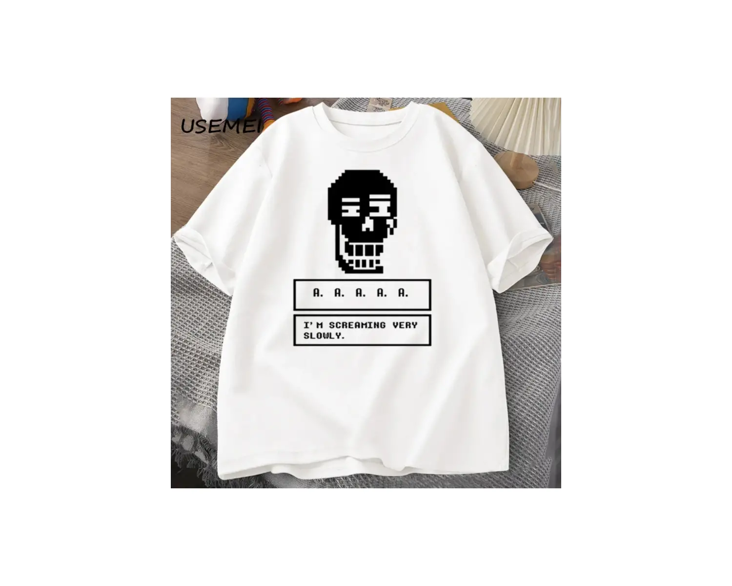 Undertale oyunu kafatası tişört erkekler Streetwear kısa kollu Tee giyim erkek yuvarla