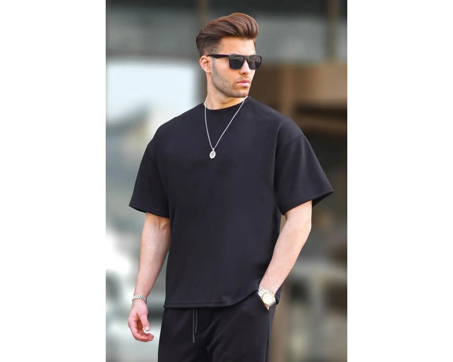 Unique----Erkek Oversize Penye Rahat Yazlık Kısa Kollu