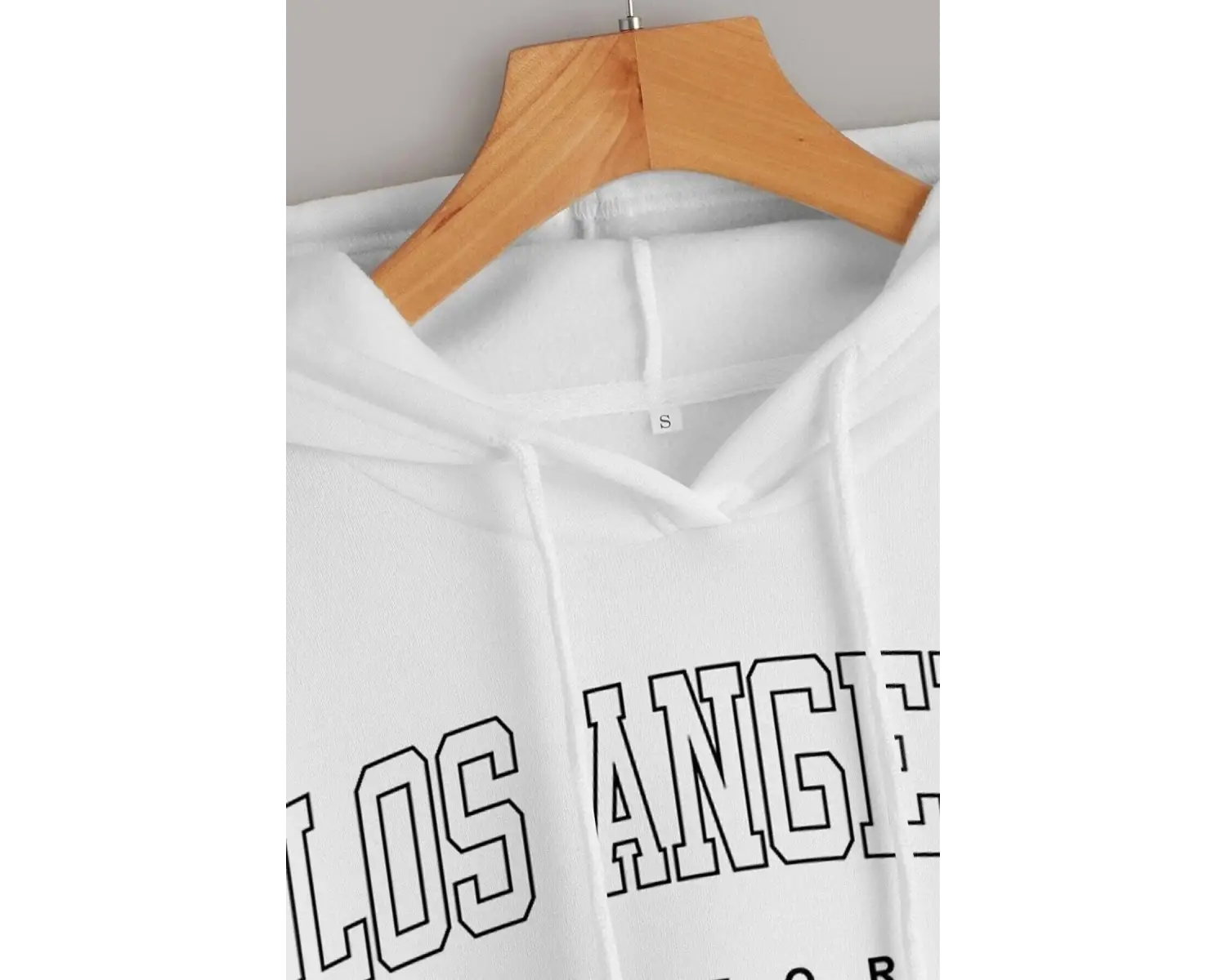 Unique----Unisex Beyaz Los Angeles Baskılı Kapüşonlu Oversize Sweatshirt