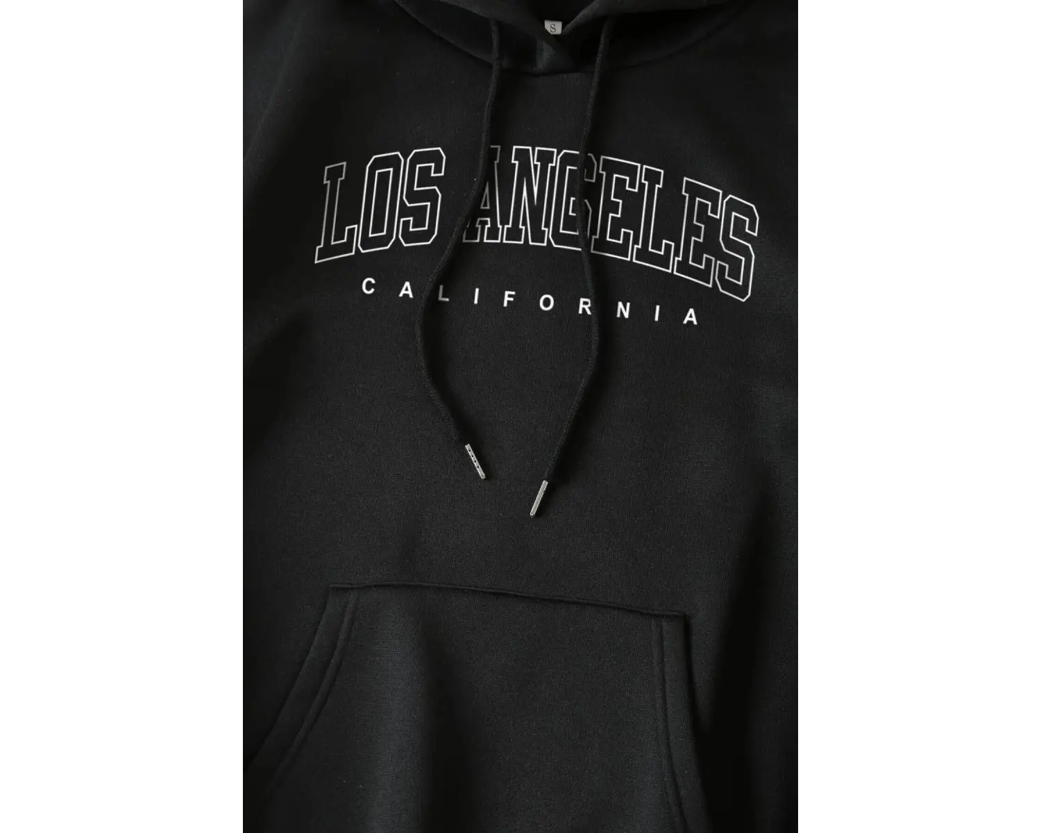 Unique----Unisex Beyaz Los Angeles Baskılı Kapüşonlu Oversize Sweatshirt