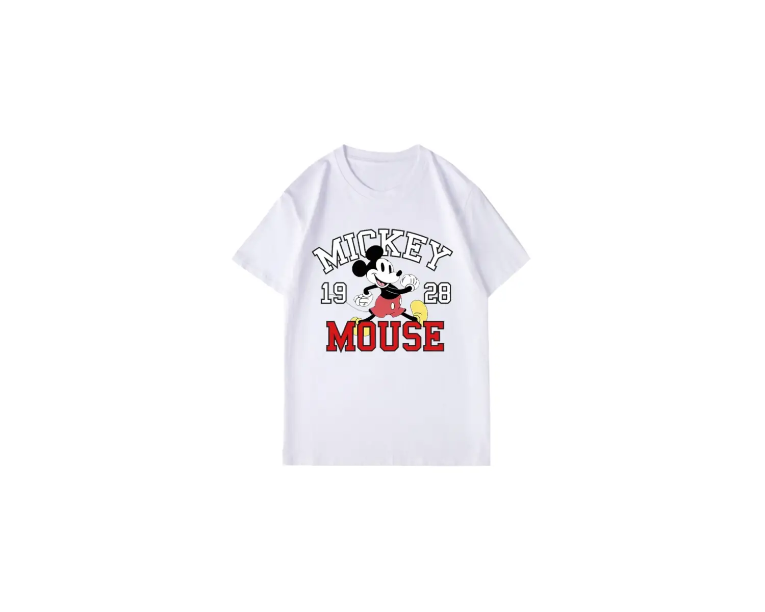 Unique----Unisex Kadın Erkek Mickey Mous Özel Baskılı Oversize Pamuk Penye T-shirt Beyaz