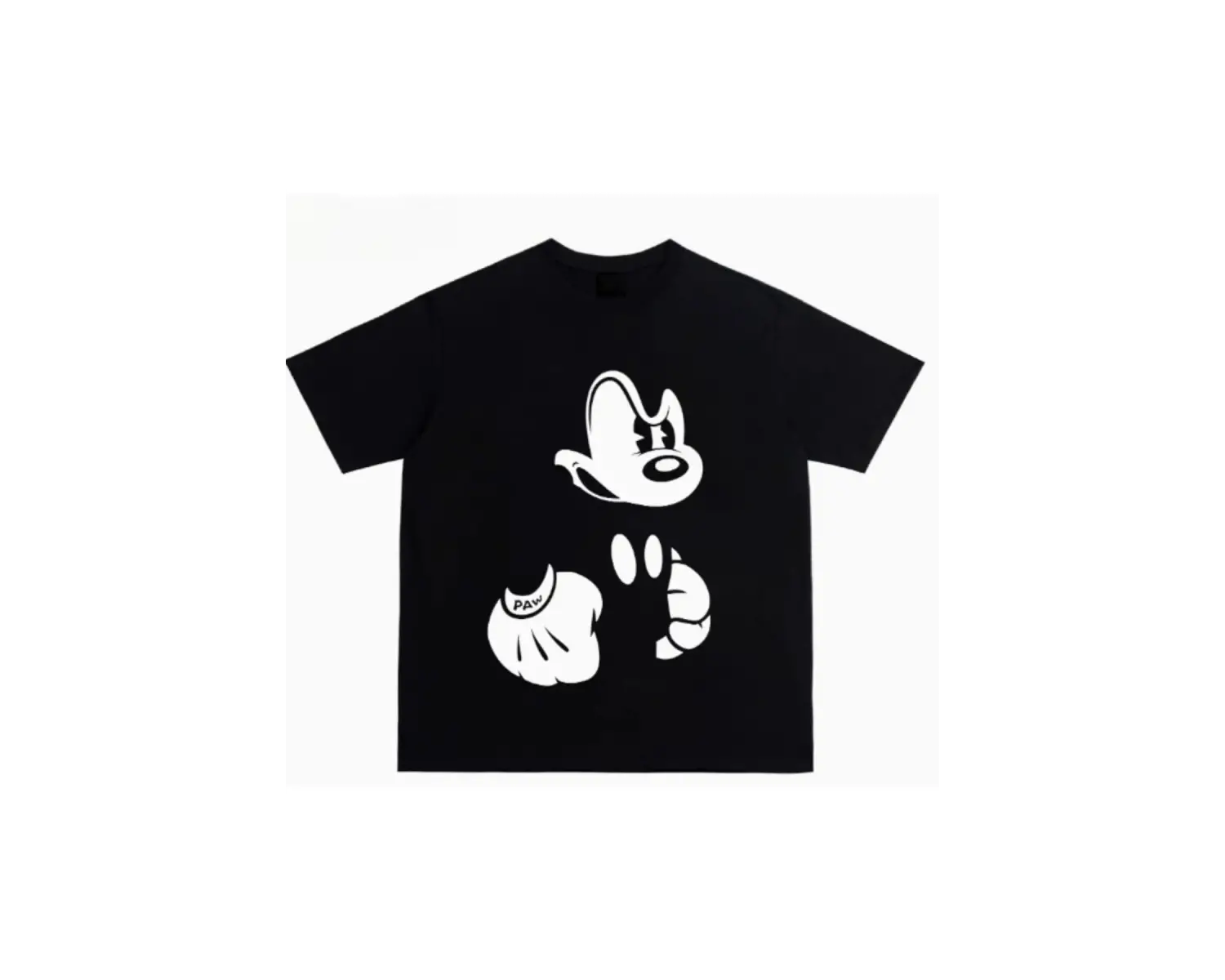 Unique----Unisex Kadın Erkek Mickey Mous Özel Baskılı Oversize Pamuk Penye T-shirt Siyah