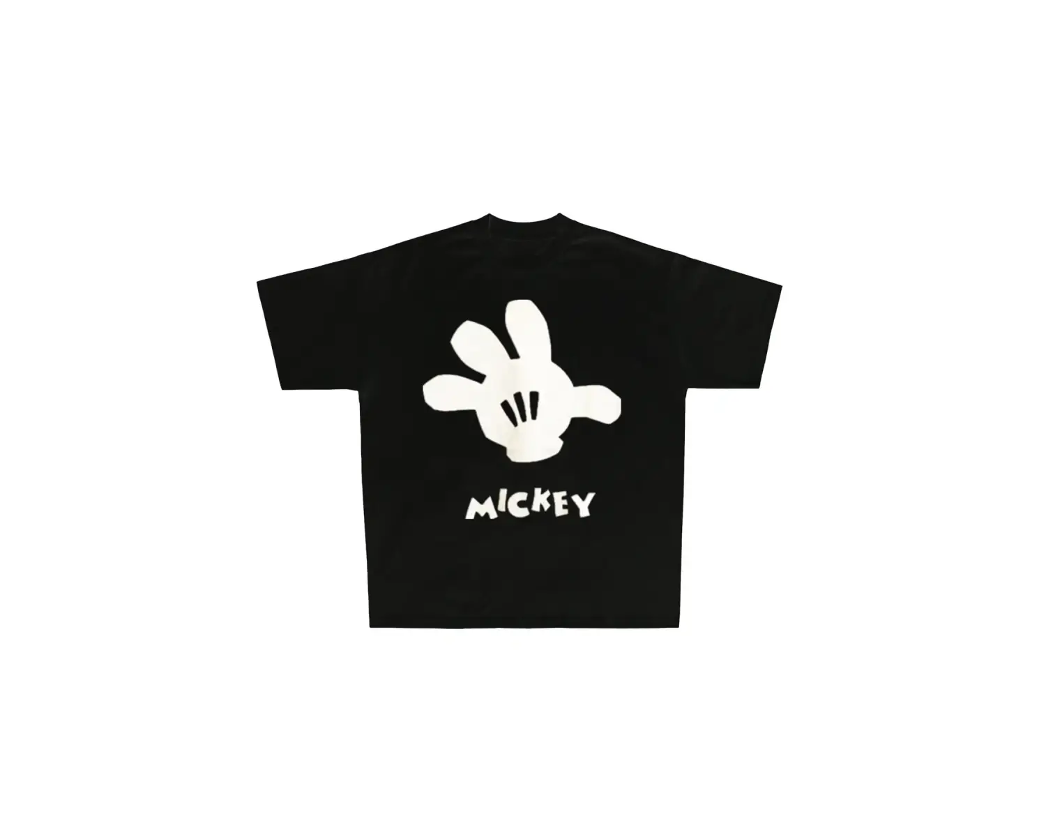 Unique----Unisex Kadın Erkek Mickey Mous Özel Baskılı Oversize Pamuk Penye T-shirt Siyah