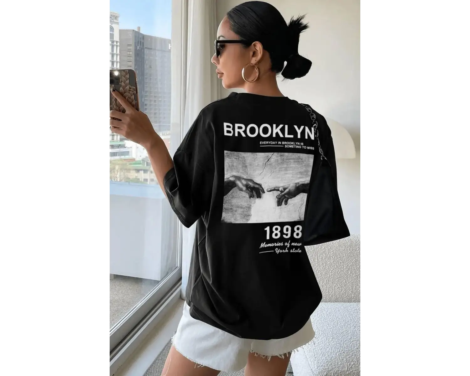 Unisex 1898 Brooklyn Baskılı T-shirt