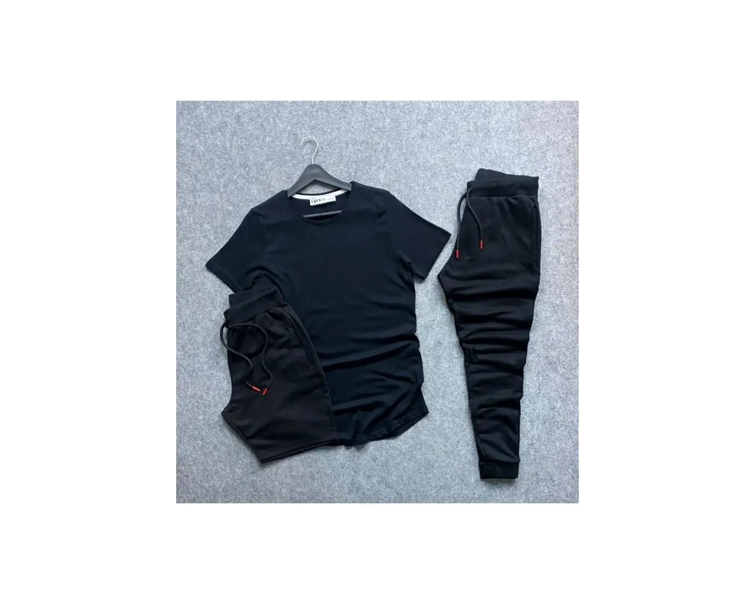 Unisex 3ü Bir Arada Spor Eşortman Takımı Ve Şort Siyah