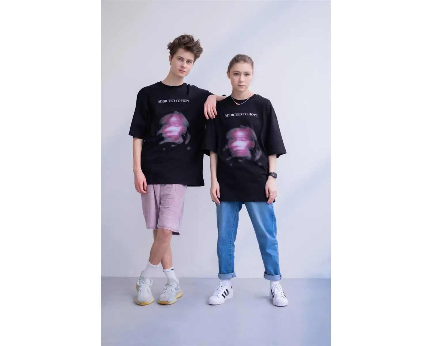 Unisex Addicted To Hope Tshirt Siyah