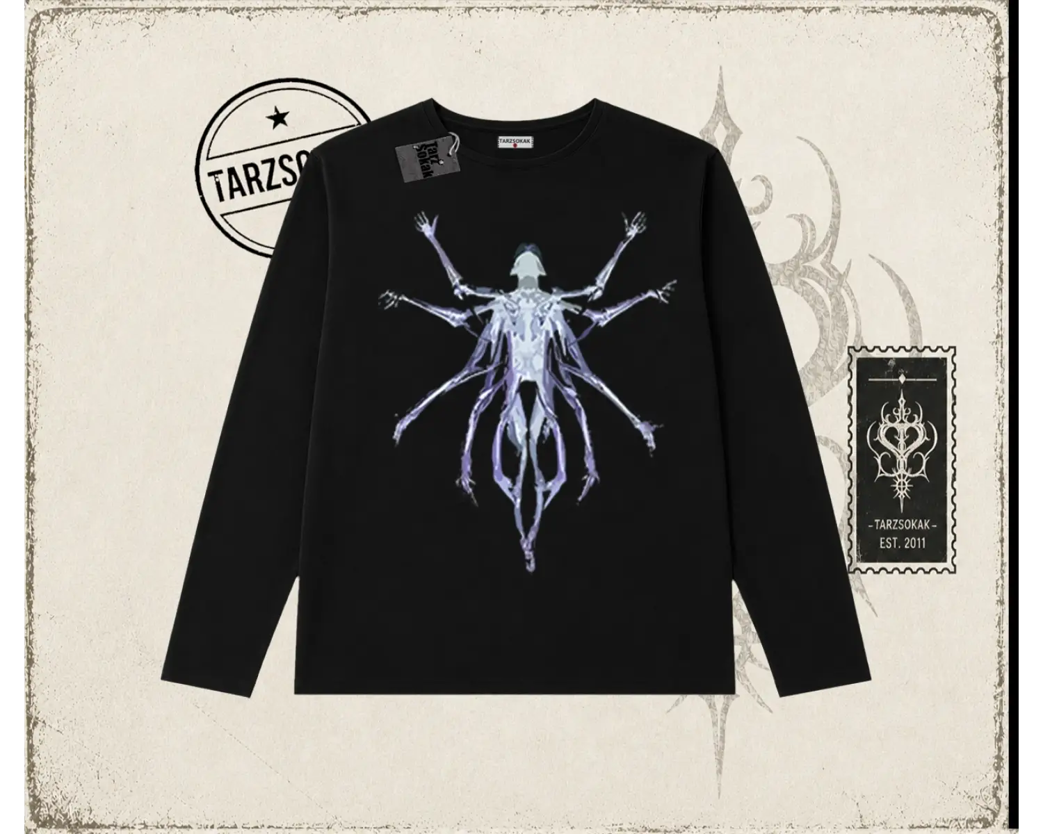 Unisex Alien Biskilet Yaka  Long Sleeve Beyaz