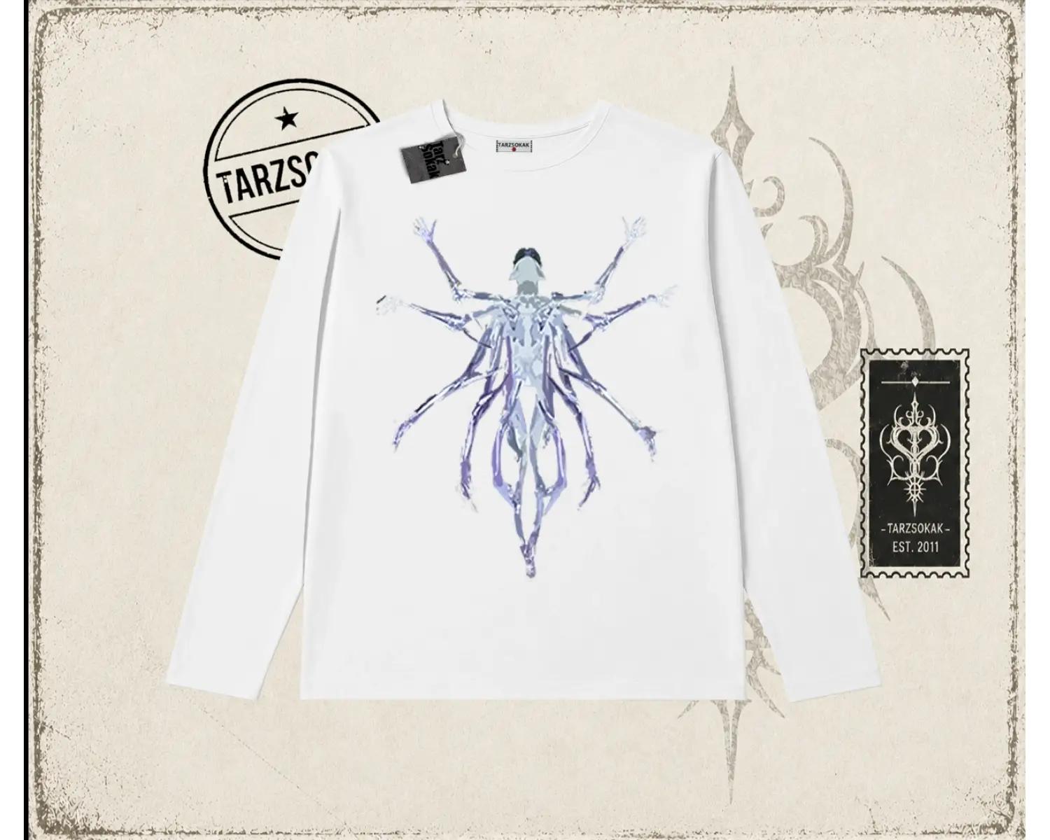 Unisex Alien Biskilet Yaka  Long Sleeve Beyaz