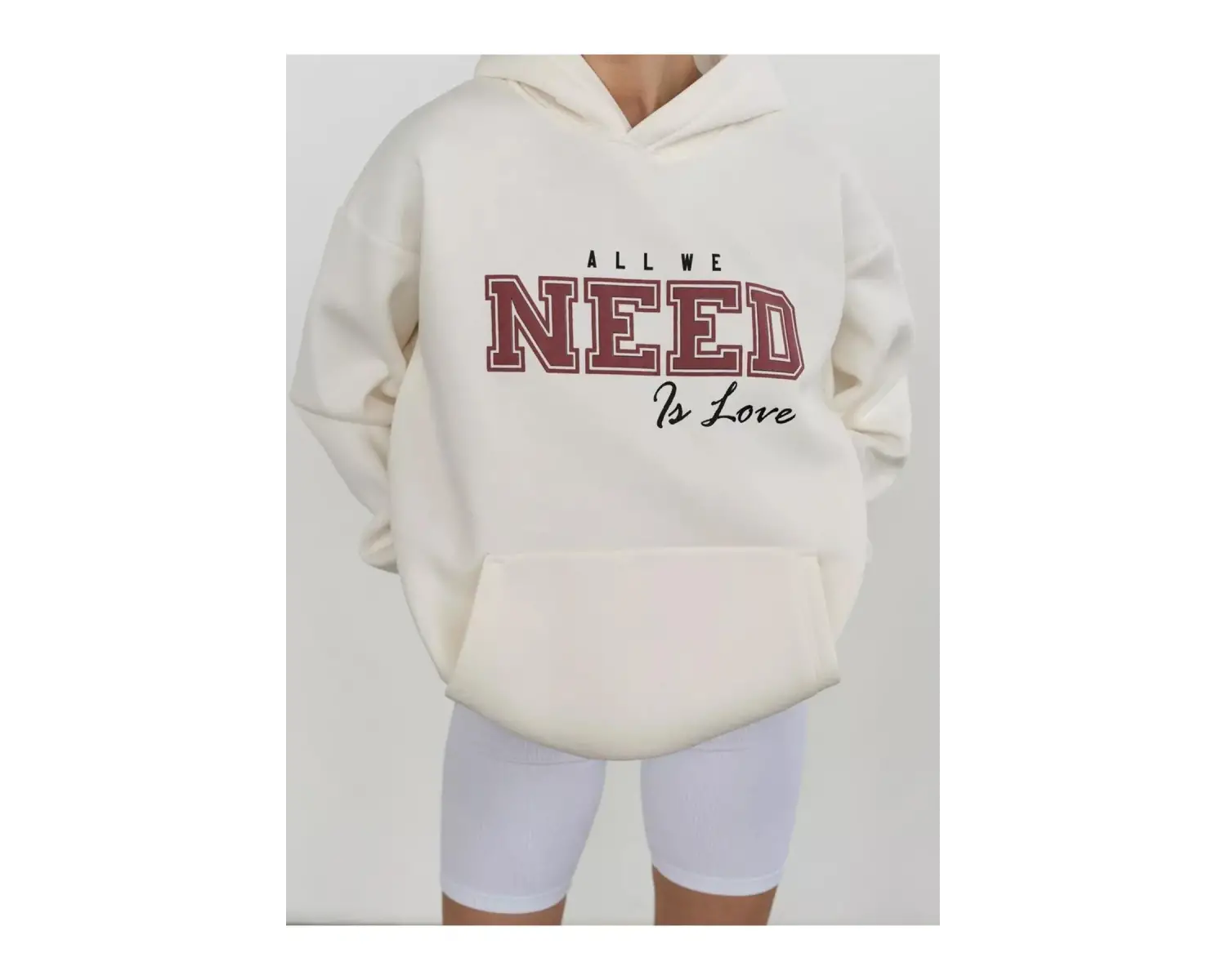Unisex All We Need is Love Sweatshirt Beyaz