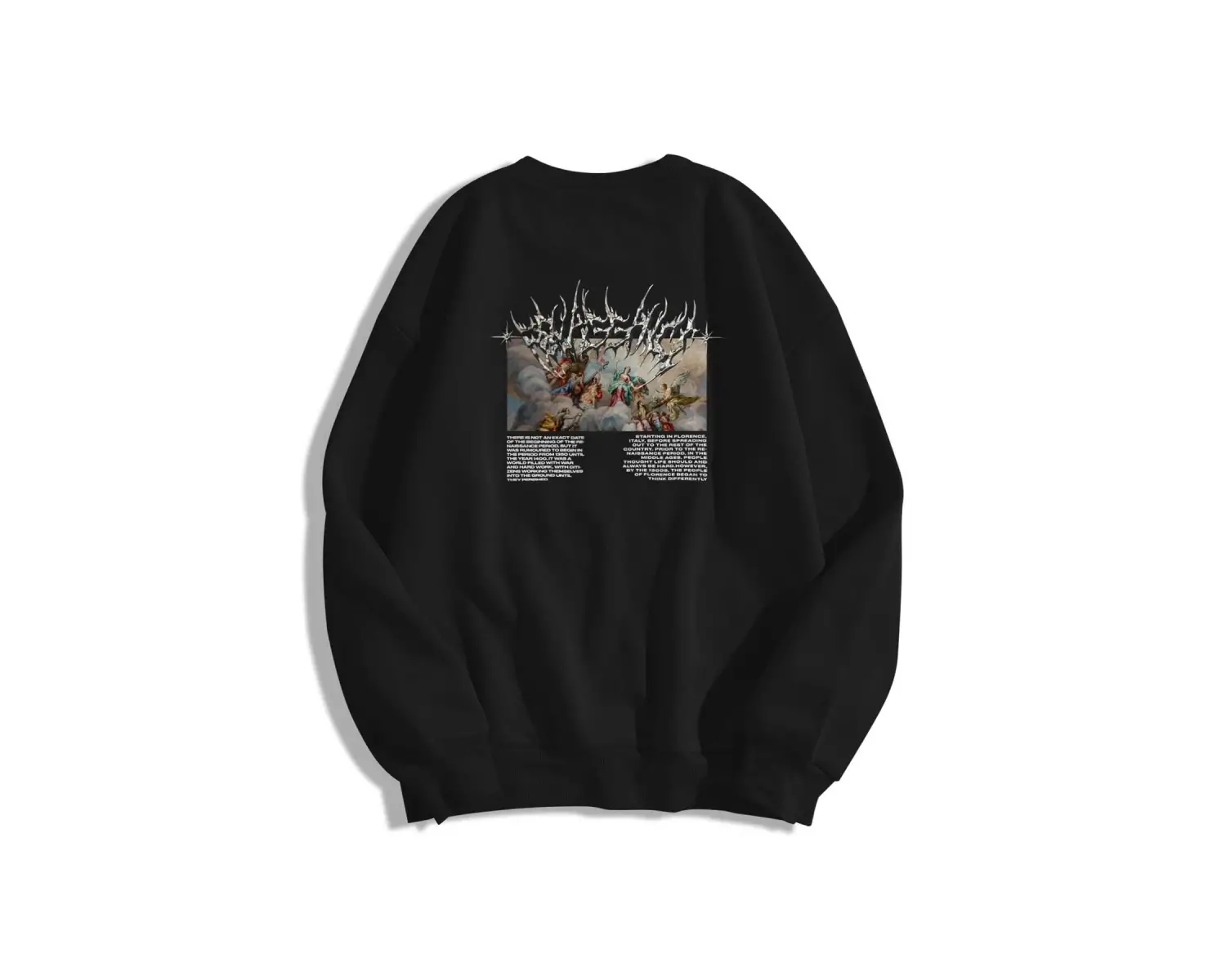 Unisex Angel Bisiklet Yaka Sweatshirt Siyah