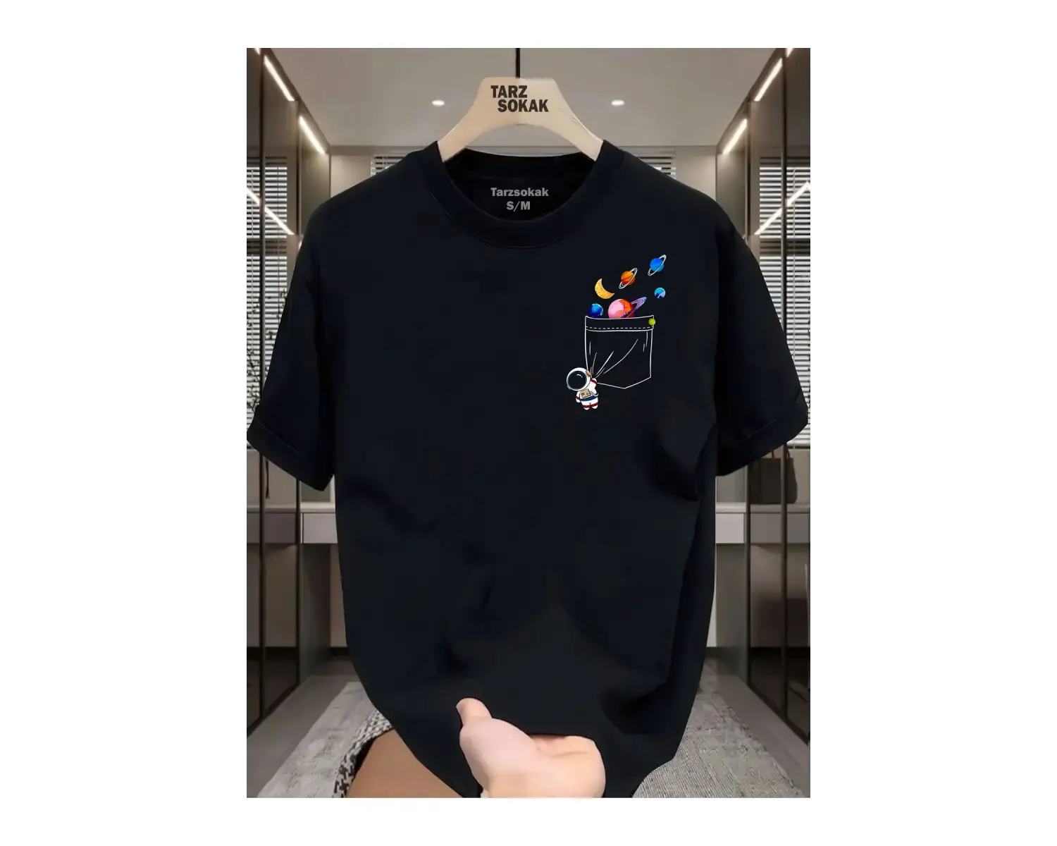 UNİSEX Astronot Minimalis Baskı T-shirt