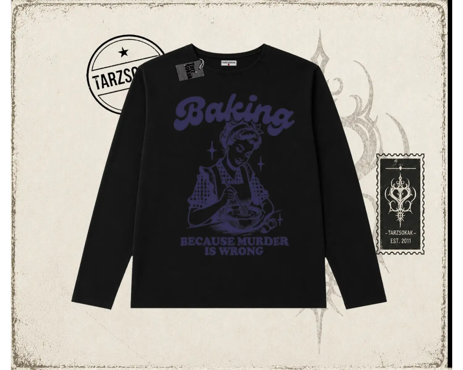 Unisex Baking Biskilet Yaka  Long Sleeve Beyaz