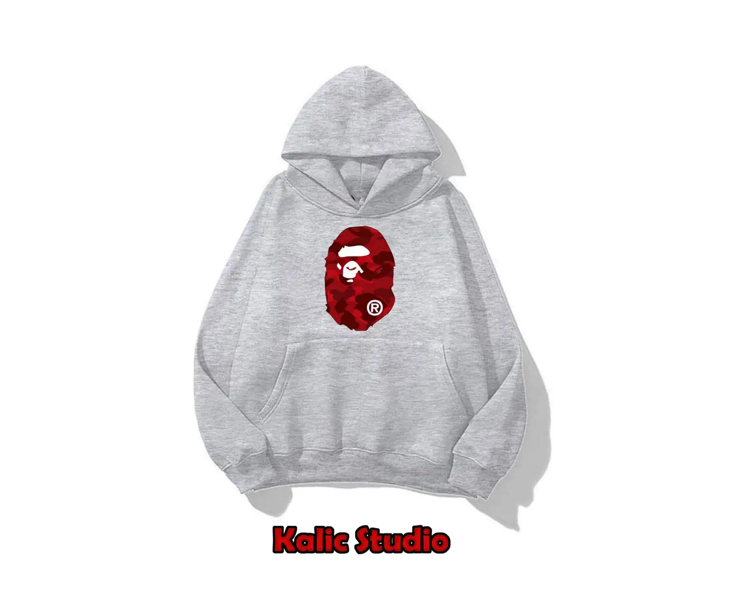 unisex Bape Baskılı oversize sweatshirt gri