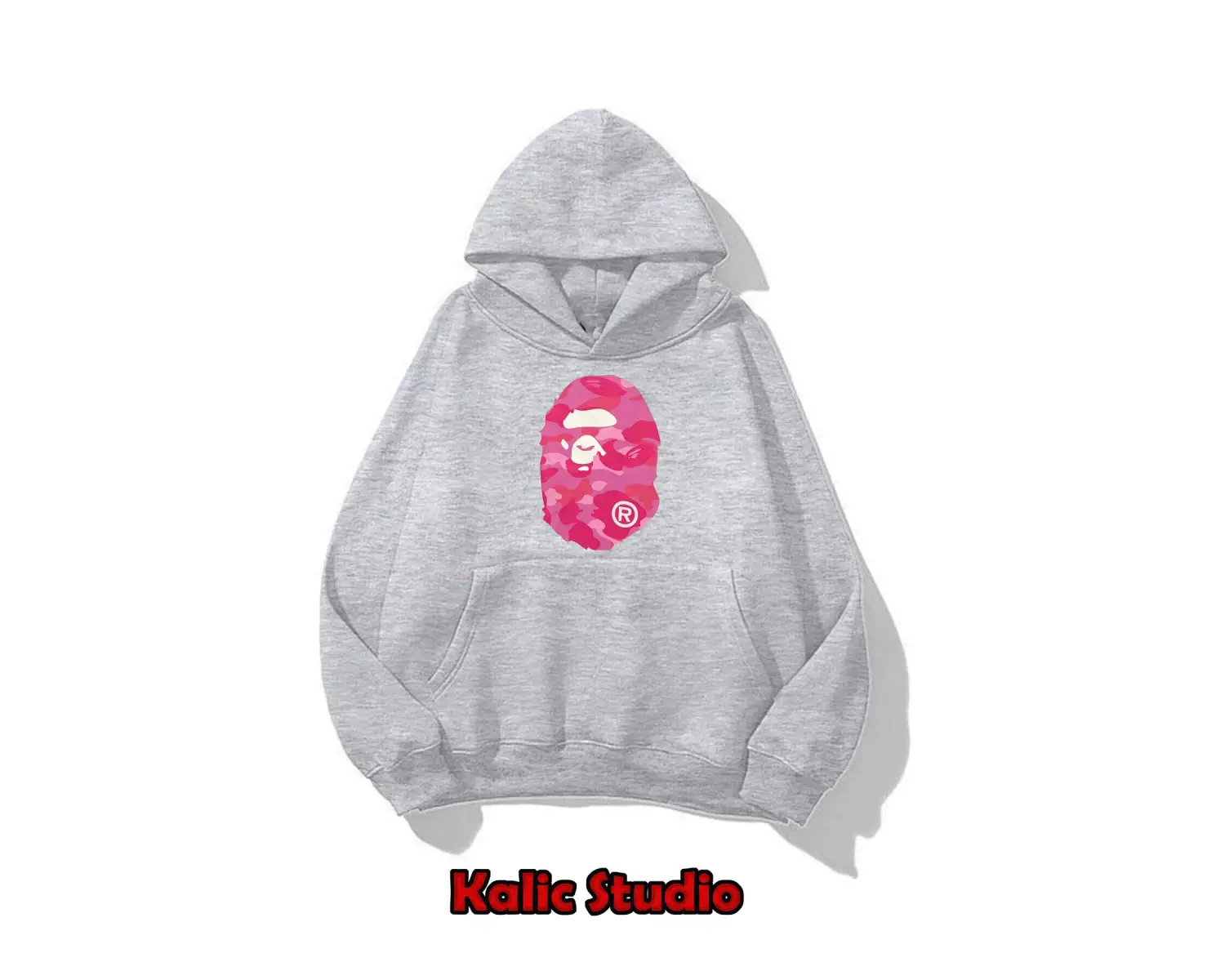 unisex Bape Baskılı oversize sweatshirt gri