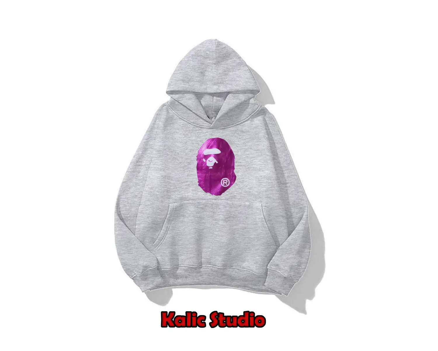 unisex Bape Baskılı oversize sweatshirt gri