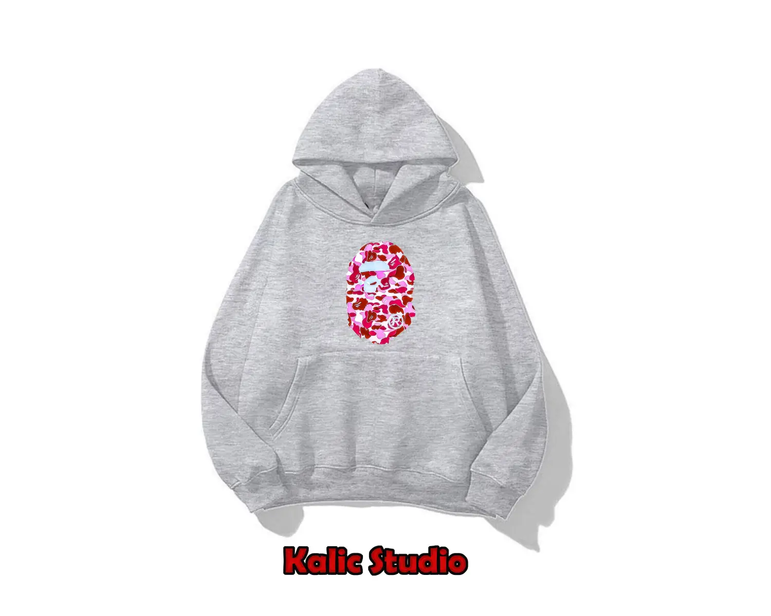 unisex Bape Baskılı oversize sweatshirt gri