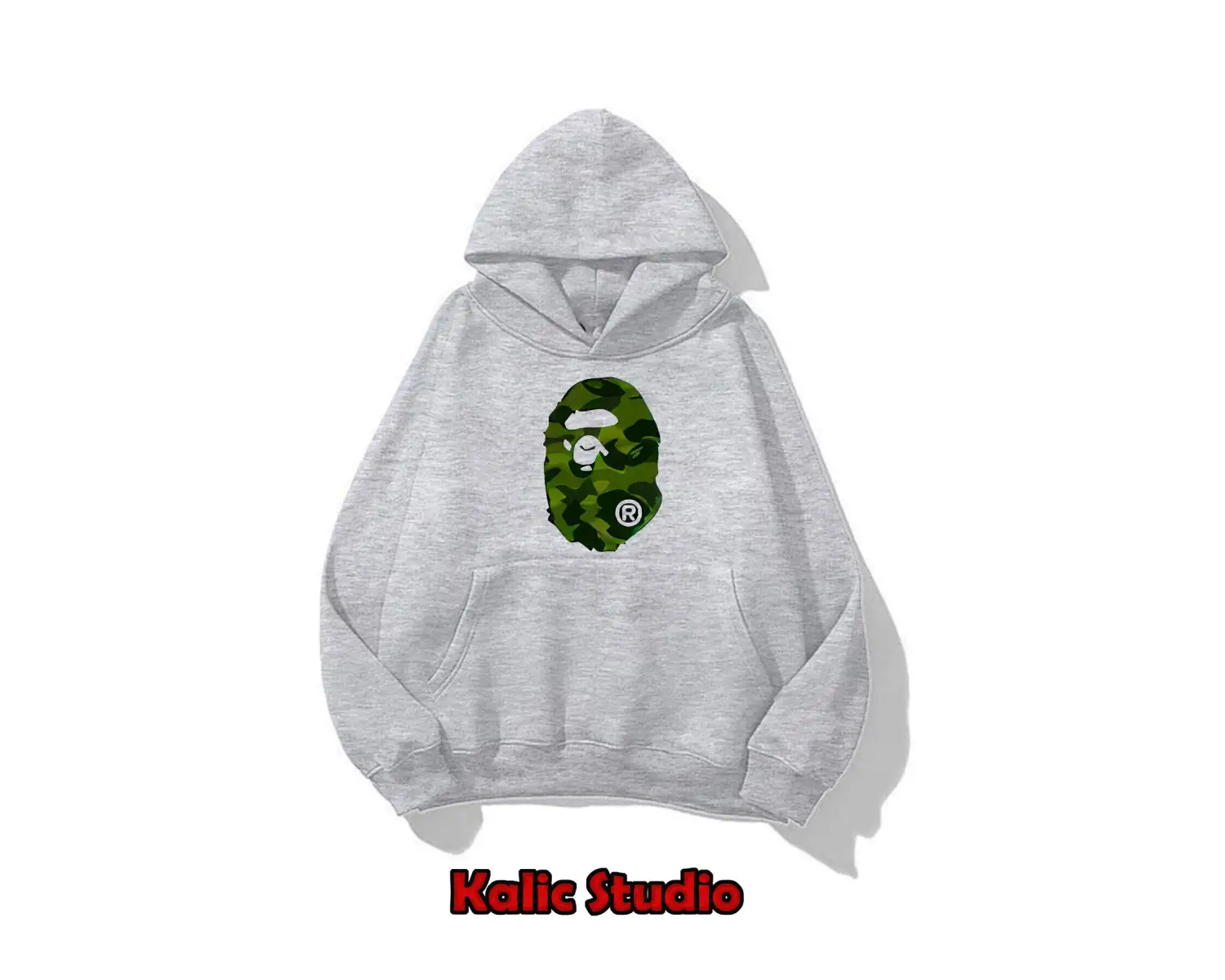 unisex Bape Baskılı oversize sweatshirt gri